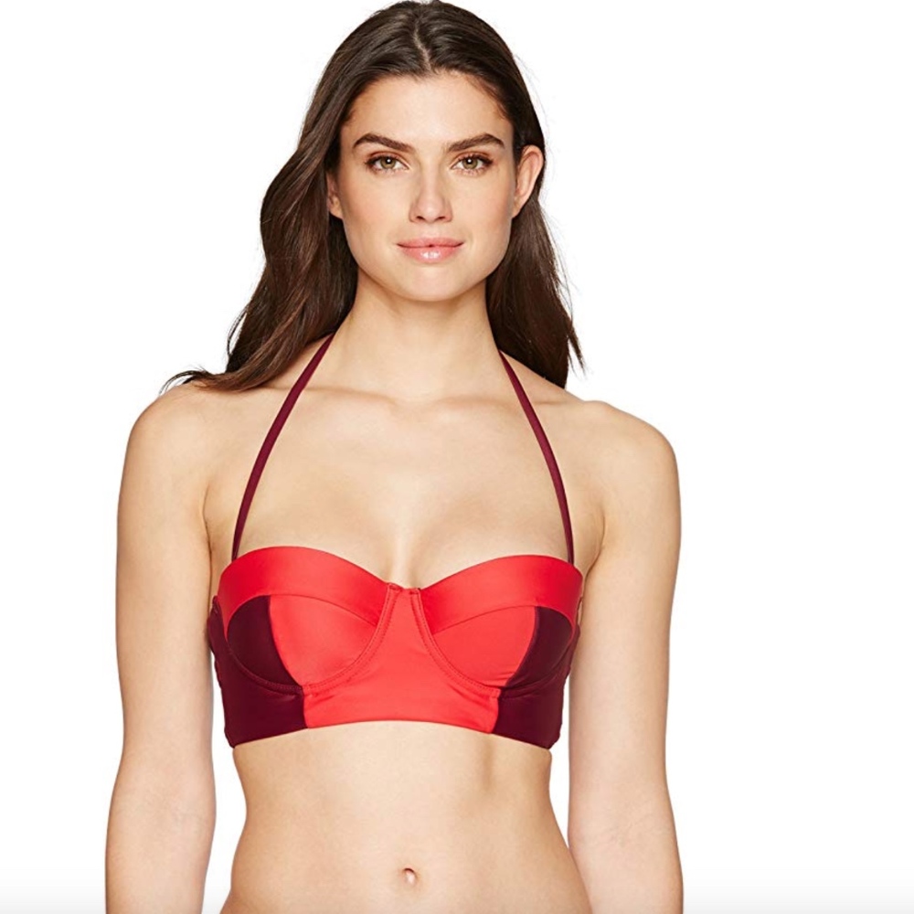 Constructed Halter Neck Longline Bikini Top NWT